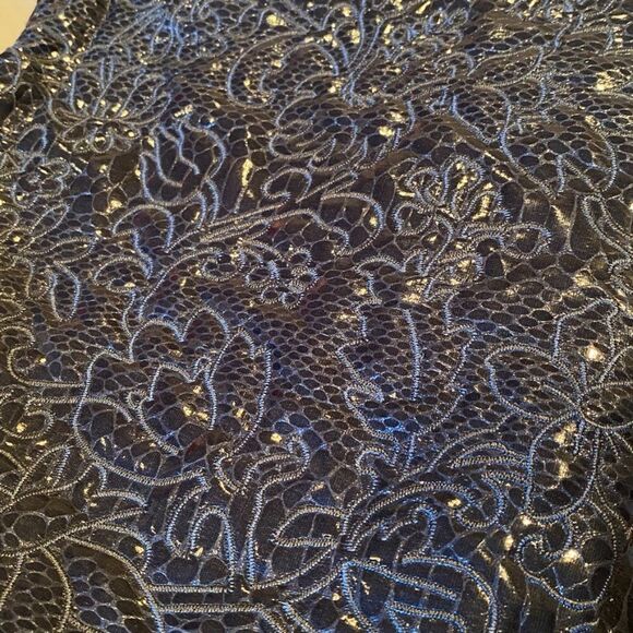 1101 1990s Squared By Sondra Roberts Hobo Bag Embossed Navy Leather New - Picture 7 of 13